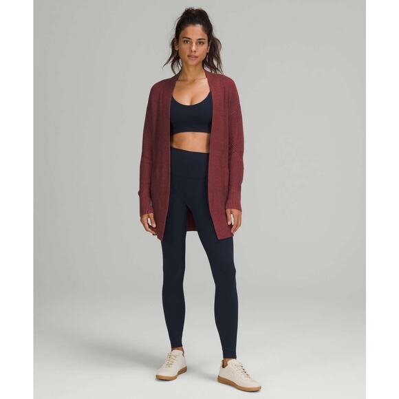 lululemon athletica Sweaters - Lululemon Cashlu Sweater Wrap Heathered Mulled Cardigan Wine M/L